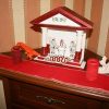 Roman Wooden Lararium with wooden Lares and Genius Statuettes