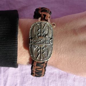 roman brass spqr bracelet with leather band