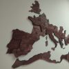 wooden wall map decor for living room