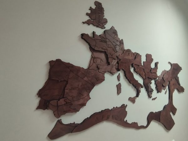 wooden wall map decor for living room